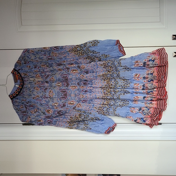 Anthropology brand new Bhanuni by Jyot pale blue floral dress size M - Picture 1 of 4